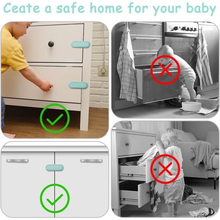 Protection enfant Meuble 12 Pack Bébé Sécurité Verrouillage,bloque porte bébé  verrouillage sécurité pour tiroirs,réfrigérateur - Cdiscount Puériculture &  Eveil bébé