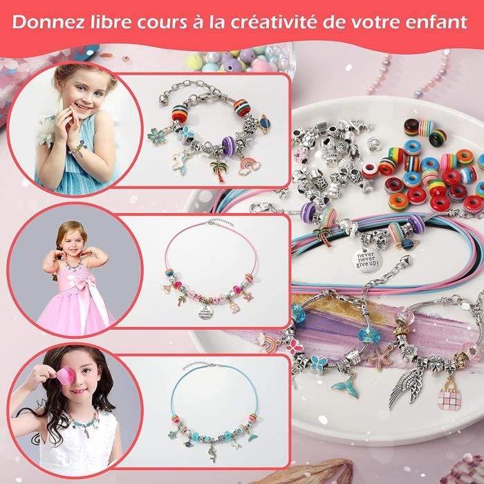 EFO SHM Kit De Fabrication De Bijoux Pour Filles – Collier, Bracelet, 250+ Pièces, Créatif, Cadeau 5-10 Ans (sans Colle)