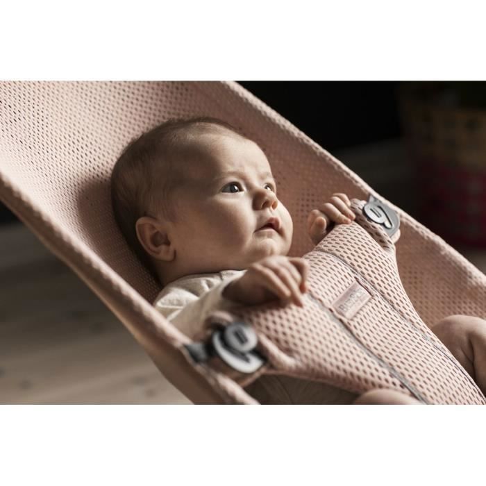 Transat BabyBjörn Bliss - Tissu Chiné Rose Clair - Pour Bébés De 0 à 2 Ans (3,5 à 13 Kg) - Balancement Naturel, Housse Réversible En Fauteuil