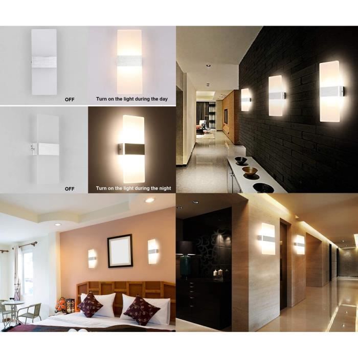 Applique Murale Interieur LED, 9W Luminaire Mural pour Chambre Salon  Escalier Couloir, Blanc chaud - Cdiscount Maison