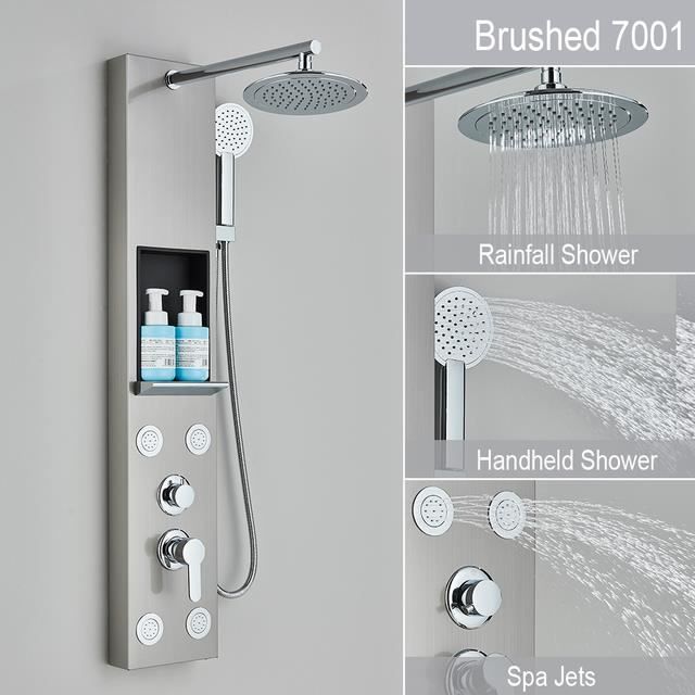 Panneau de douche avec support de rangement Ensemble de robinetterie pour  douche à effet de pluie SPA Massage Jet Baignoire Douche C - Cdiscount  Bricolage