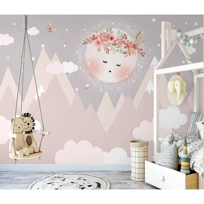 Papier Peint Panoramique Chambre De Fille De Dessin Animé Papier Peint ...