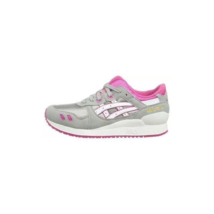 Basket Asics Gel Lyte Junior Gris Rose Blanc Enfant Fille