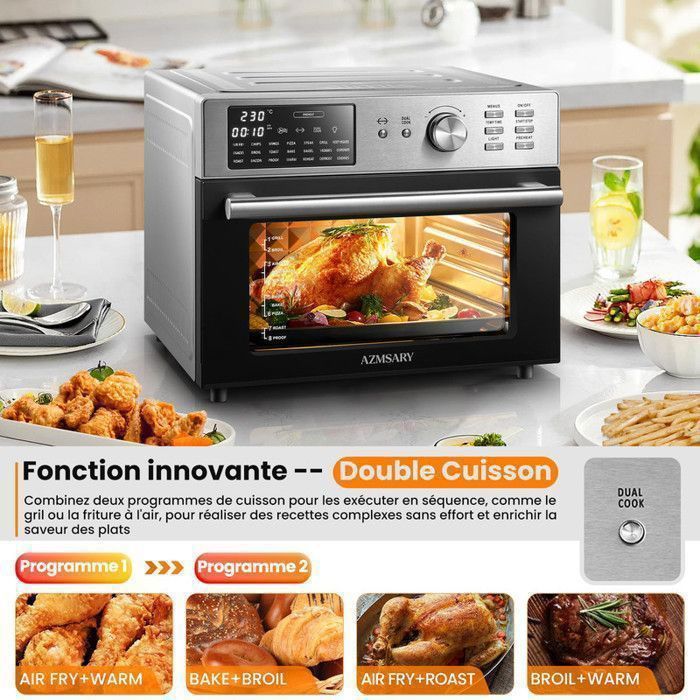 Fourchette Rotative Pour Four Et Friteuse à Air - Acier Inoxydable 26 Cm - Pour Poulet, Brochettes...