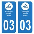 Lot 2 Autocollants Stickers plaque immatriculation voiture auto département 03 Allier Logo Région Auvergne-Rhône-Alpes-0