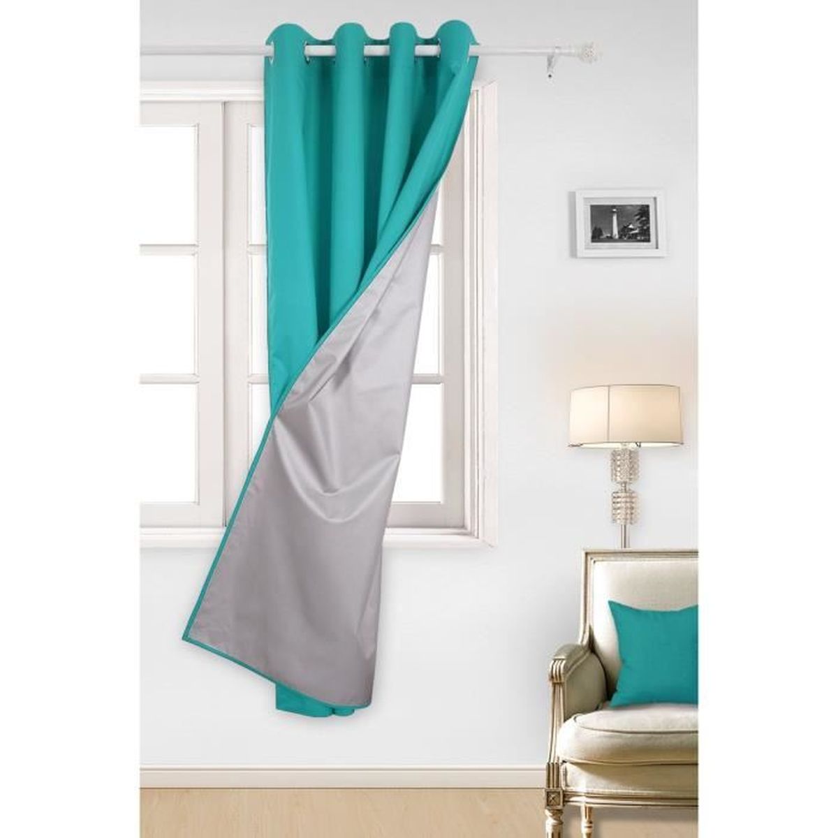 Deconovo Rideau Porte D Entree Isolant Thermique A Oeilles Impermeable Avec Revetement Argente Pour Maison 140x240cm Turquoise Achat Vente Rideau De Porte Cdiscount