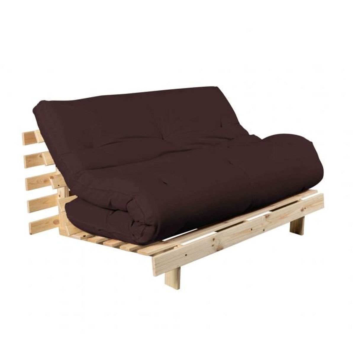 Pack Matelas Futon Chocolat Coton Structure En Bois Naturel 90x200 Terre De Nuit Achat Vente Futon Cdiscount