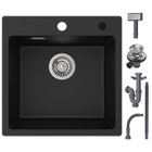 CECIPA MAX 45x45cm Évier de Cuisine en granit évier a poser noir anthracite Évier 1 bac
