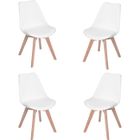 DORAFAIR Dora Lot de 4 chaises de salle à manger - Simili Blanc-Tulip Chaise Style moderne nordique-Pieds en bois de Hêtre massif L55 x P 48