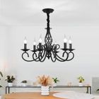 Plafonnier - GANEED - Lustre industriel - Métal noir - 6 lumières - E14 (Ampoules non incluses)