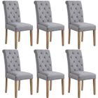 Lot de 6 Chaises de Salle à Manger Haut Dossier Assise Rembourrées -Pieds en Bois Chêne confortable-Gris foncé YAHEETECH