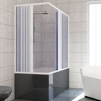 Pare baignoire douche en Plastique PVC - Nadia Centrale - 70x140 cm - Portes pliantes - Blanc Mat