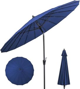 PARASOL RELAX4LIFE Parasol Inclinable de Jardin Dia 265 cm avec Manivelle, 18 Baleines, Parasol Pliable pour Balcon/Terrasse, Bleu Marine