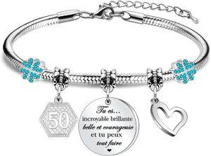 Bracelet Clio Blue En Argent - Cadeau De Noël, Superbe, Occasion