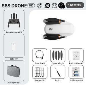 DRONE Blanc-8K-1Batterie-KDBFA mini drone fpv gps s6s pr