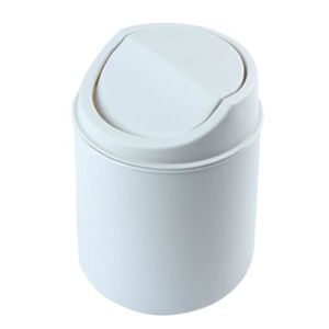 Weiqiao® Mini Poubelle de Table en Plastique Shake-Couvercle Outil de Nettoyage pour Bureau Salle de Bain Cuisine Chambre Blanc
