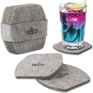Dessous De Verres En Feutre Noir - Lot De 10 Lavables 10cm Diamètre