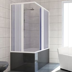 PORTE DE BAIGNOIRE Pare baignoire douche en Plastique PVC - Nadia Centrale - 70x140 cm - Portes pliantes - Blanc Mat