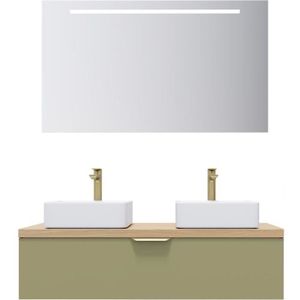 SALLE DE BAIN COMPLETE Meuble de salle de bain suspendu VENICE Vert 120 VP 1T+M - HOMIFAB - Double vasque - Contemporain - Design