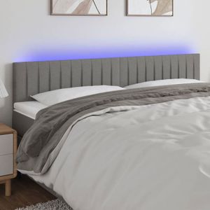 Tête De Lit LED Noir 160 Cm – Tissu, Avec éclairage Intégré – Dimensions 160x5x78/88 Cm – Neuf