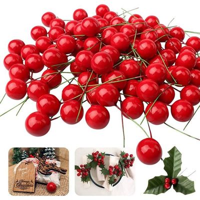 200 Feuilles De Houx Artificiel Avec Baies Rouges – Déco De Noël Pailletée, Pour Couronnes, Cadeaux & Guirlandes !