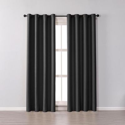 Lot de 2 rideaux occultant noir 140 x 260 cm