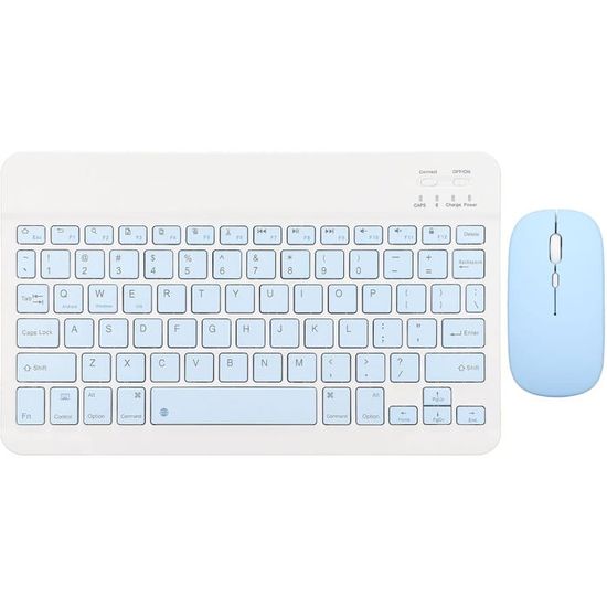 Clavier Sans Fil Ultra-fin Blanc Avec Souris - Ensemble Portable 2,4 GHz Pour PC, Tablette Et Téléphone - 4