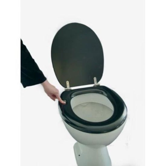 adob 69564 polsi abattant de wc rembourre avec charnieres en acier inoxydable noir cdiscount bricolage