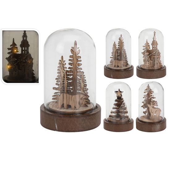 Décoration lumineuse en bois sous cloche - Cdiscount Maison