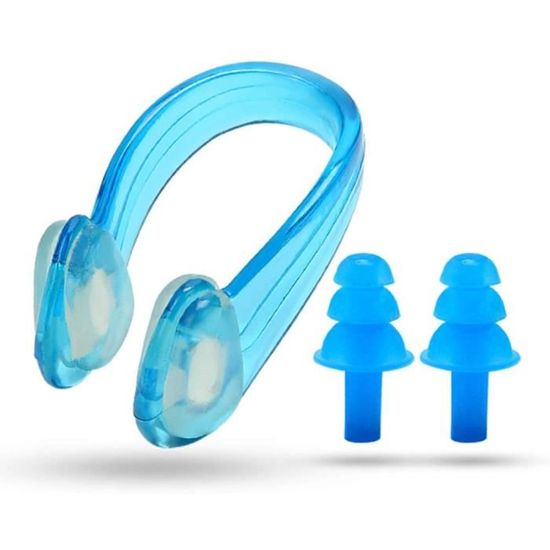 SAVITA Kit De Bouchons D'oreilles Et Pince-nez De Natation - 4 Couleurs, Antidérapant, Confortable, Réutilisable