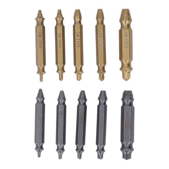 LUA - Ensemble d'extracteurs de vis 10 pcs extracteur de vis en acier à