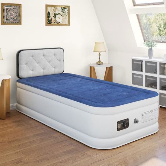 Matelas Gonflable 1 Personne Avec Dossier – Auto-gonflant, Charge 250 Kg, 190x99x80.5 Cm – Camping, Maison