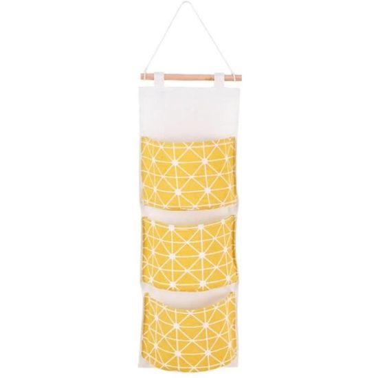 3 Sacs De Rangement Suspendus En Lin Et Coton - Avec Poignée - Pour Jouets, Maquillage, Plantes, Bricolage - Déco Pratique