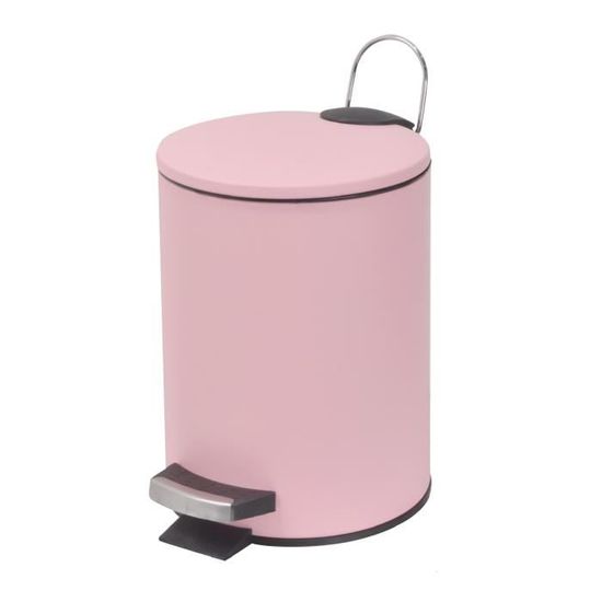 Frandis Poubelle De Salle De Bain A Pedale 3 L Rose Pale Mat Avec