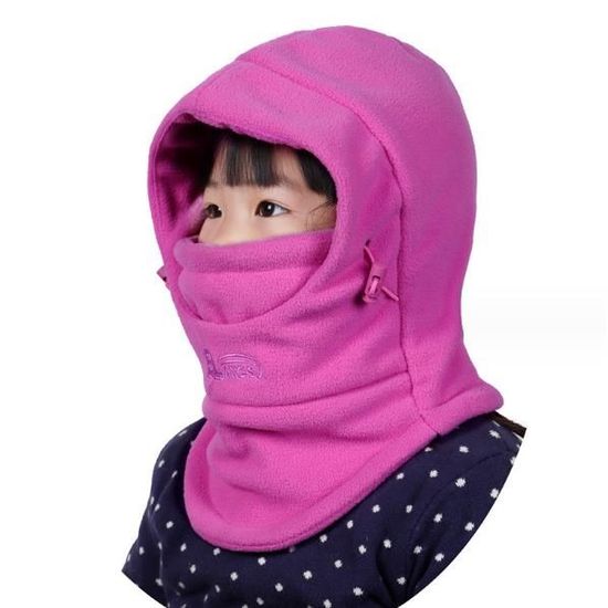 Cagoule D'hiver Enfant – Bonnet, Cache-cou Et Cache-oreilles Intégrés – Tricot Acrylique Coupe-vent
