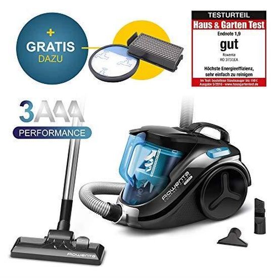 rowenta ro3731ea aspirateur traineau sans sac compact power cyclonic avec filtre de rechange gratuit 750w noir turquo ro3731e cdiscount electromenager