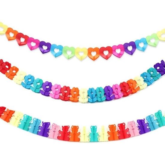 FIHODONE Guirlande Anniversaire Arc-en-Ciel 4x4m - Décoration Suspendue Ronde En Papier Colorée