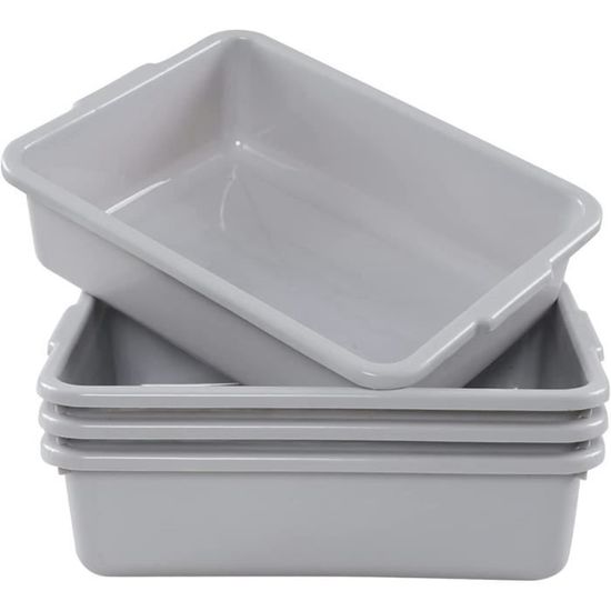 FUOYLOO Bassine Rectangulaire en Plastique Épaissi 34x24x11,5 Cm Gris, Bassine Multifonctionnelle Cuisine et Restaurant, Boîte de Rangement Solide et Légère, Passoire à Fruits et Légumes