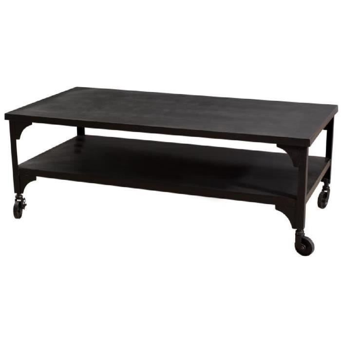 Oxford Table Basse Sur Roulettes Style Industriel En Metal Noir