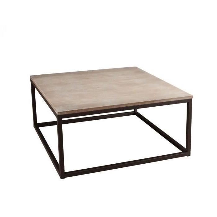 Table basse Industrielle carrée Métal et Bois 90x90x44 LALI
