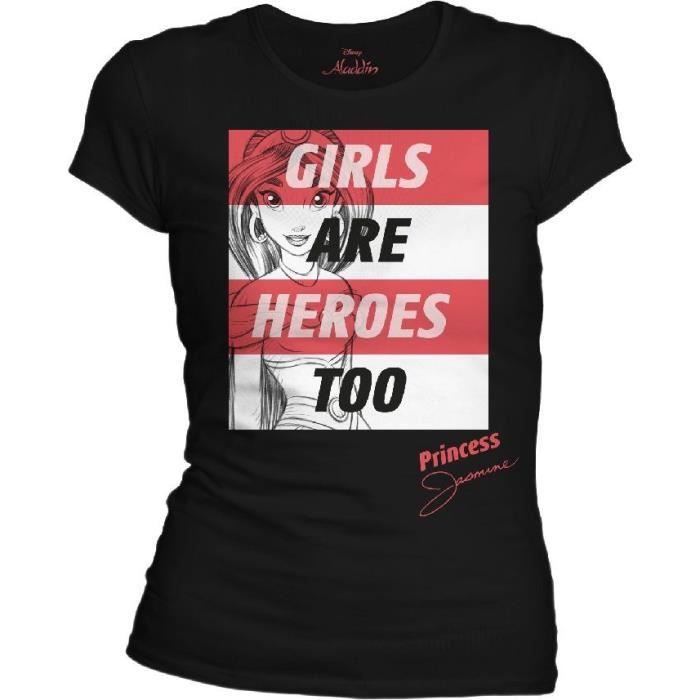 ALADDIN T-Shirt Girls Are Heroes Too Noir Femme
