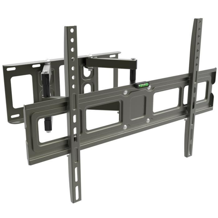 Support Mural pour TVs Plats et Courbes de 32-70 Pouces, Mouvement Complet avec Double Bras Capable à Tenir 50 kg, Max. VESA