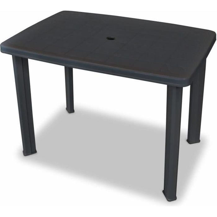 INGSHOP© Table de jardin 101 x 68 x 72 cm Plastique Anthracite