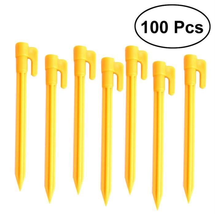 100 Pcs ABS Cornières robustes Sardines léger pour Camping Randonnée Canopy Jardinage Voyage