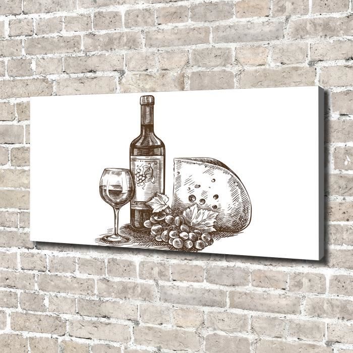 Tulup 140x70 cm art mural - Image sur toile:- Nourriture boissons - Vin Collations - Noir blanc