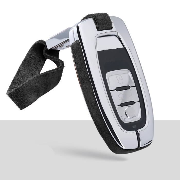 Étui de clé de voiture en cuir suédé en alliage de Zinc pour Audi A1 A3 A4 A5 A6 A7 A8 R8 Quattro C5 C C-black keychain 2