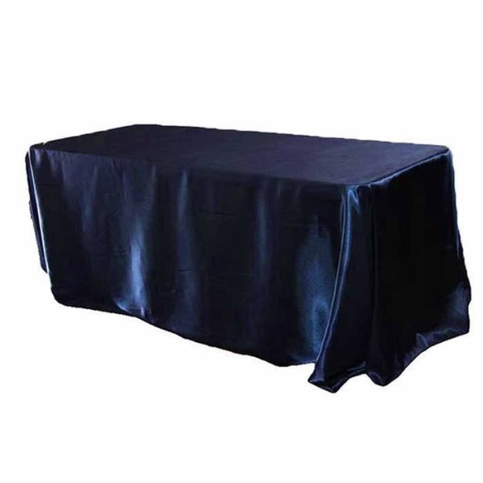Navy Blue 305cm round-120inch -Nappe de Table en Satin noir, 228x335cm, nappe rectangulaire blanche pour fête, Banquet, hôtel, décor