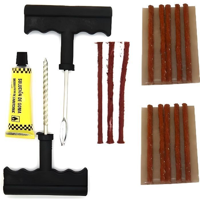 Kit de réparation crevaison de pneu + 13 mèches