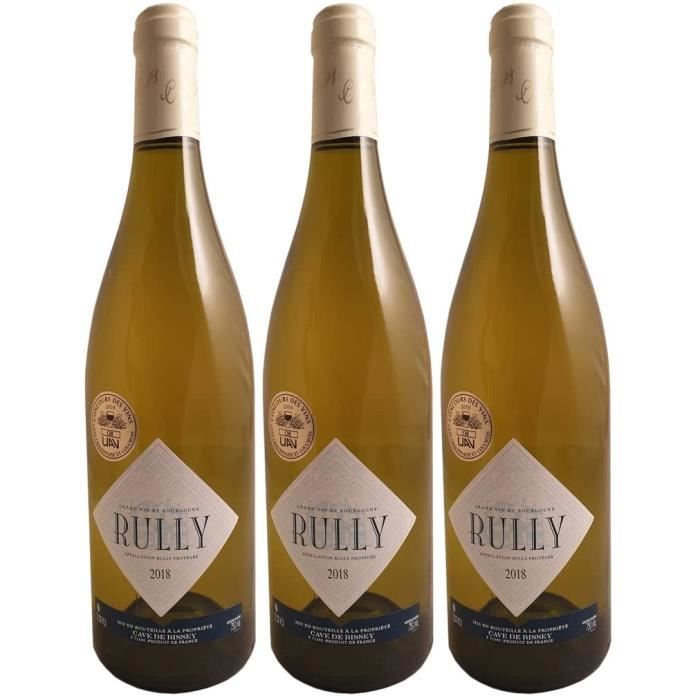 Rully Blanc 2018 - Cave de Bissey - Vin AOC Blanc de Bourgogne - Cépage Chardonnay - Lot de 3x75cl - Médaille d'Or487