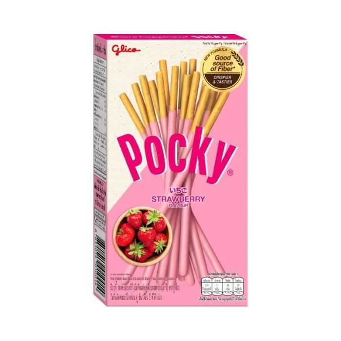 Lots de 8 POCKY dans une boîte. 4 saveurs de biscuits japonais thaï. – Biscuits parfum Matcha thé vert, chocolat, strawberry, almond